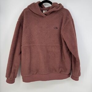 Vtg Brown Label The North Face Womens XL Fuzzy Sherpa Hoodie Pullover Sweatshirt